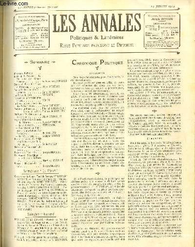 LES ANNALES POLITIQUES ET LITTERAIRES N 1100 (2e semestre) Etudes et Portraits - Laure et Ptrarque, par Alfred Mzires. Propos Fantaisistes - Au Conservatoire, par Emile Bergerat.