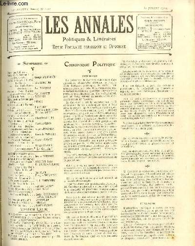 LES ANNALES POLITIQUES ET LITTERAIRES N 1101 (2e semestre) Etudes et Croquis - La paix des champs, par Jules Lemaitre.