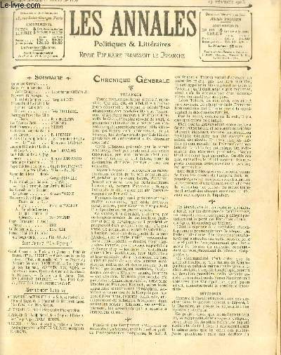 LES ANNALES POLITIQUES ET LITTERAIRES N 1130 (1er semestre) Souvenirs de Voyages - Au tunnel du Simplon, par Marquis Costa.