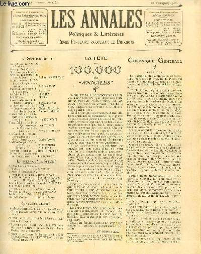 LES ANNALES POLITIQUES ET LITTERAIRES N 1131 (1er semestre) Etudes & Croquis - La prface des rceptions acadmiques, par Jules Claretie.