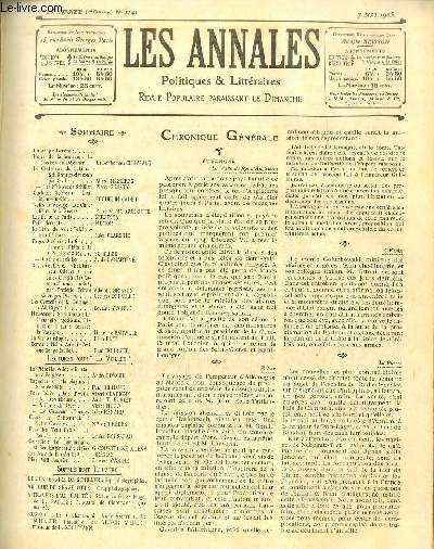 LES ANNALES POLITIQUES ET LITTERAIRES N 1141 (1er semestre) Le Centenaire de Schiller- Schiller jug et racont par Goethe, par Alfred Mzires.