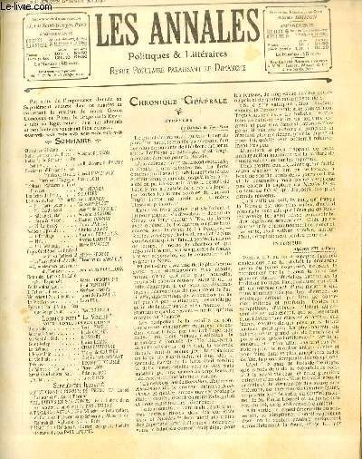 LES ANNALES POLITIQUES ET LITTERAIRES N 1145 (1er semestre) Souvenirs d'Espagne - Les Muses de Madrid, par Gabriel Hanotaux.