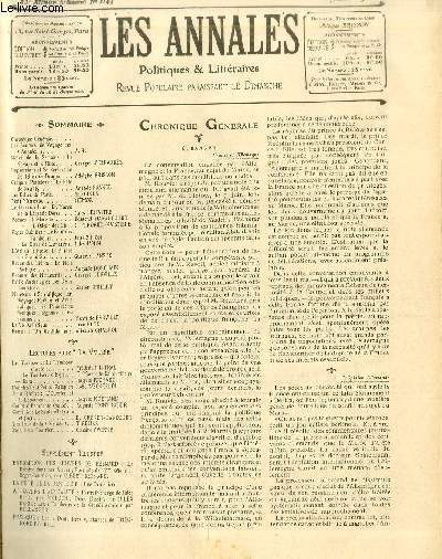 LES ANNALES POLITIQUES ET LITTERAIRES N 1149 (2e semestre) Impressions & Souvenirs - Le dentellier de Bruges, par Adolphe Brisson.