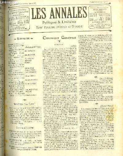 LES ANNALES POLITIQUES ET LITTERAIRES N 1158 (2e semestre) Impressions et Paysages - Les trois devoirs, par Henri Lavedan.