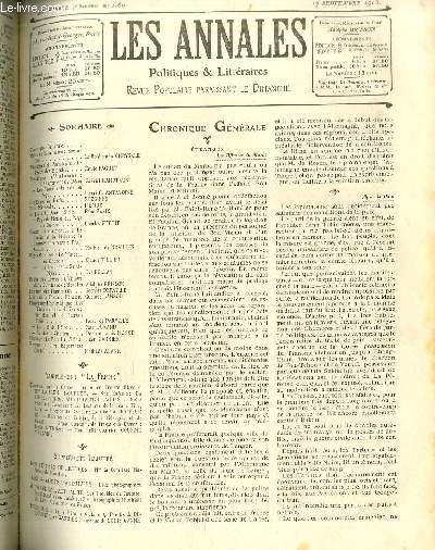 LES ANNALES POLITIQUES ET LITTERAIRES N 1160 (2e semestre) Fanataisies et Paradoxes - Le Krach des blondes, par Emile Faguet.