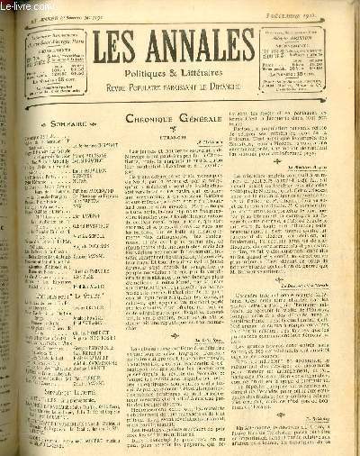 LES ANNALES POLITIQUES ET LITTERAIRES N 1171 (2e semestre) Pages d'histoire - Le centenaire d'Austerlitz, par Edouard Gachot.