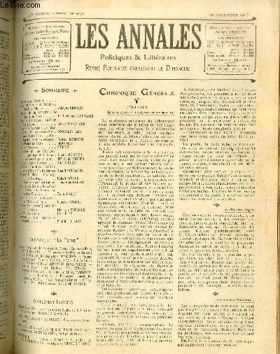 LES ANNALES POLITIQUES ET LITTERAIRES N 1172 (2e semestre) Etudes et Croquis - La mre de Balzac, par Gabriel Hanotaux.