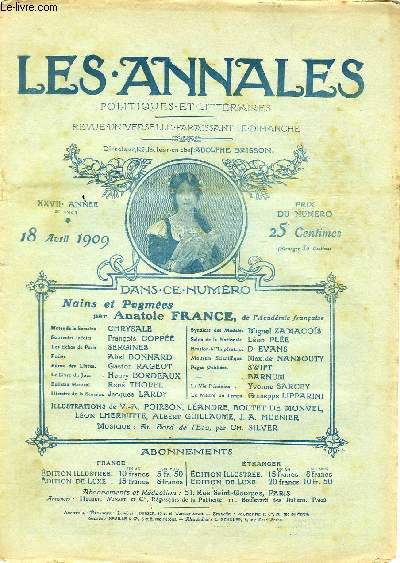 LES ANNALES POLITIQUES ET LITTERAIRES N° 1347 Poèmes en Prose - Printemps de Paris, par Paul et Victor Margueritte.