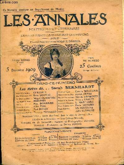 LES ANNALES POLITIQUES ET LITTERAIRES N 1380 Le commencement, par Abel Bonnard.