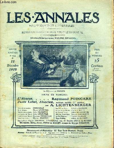 LES ANNALES POLITIQUES ET LITTERAIRES N° 1433 A travers la vie - De la mesure, par Henri Lavedan.