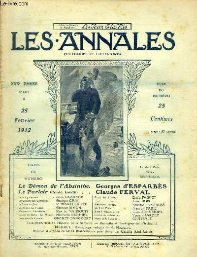 LES ANNALES POLITIQUES ET LITTERAIRES N 1496 Question du jour - Le dmon de l'absinthe, par Georges d'Esparbs.
