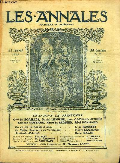 LES ANNALES POLITIQUES ET LITTERAIRES N 1555 La lgion, par Edmond Rostand.