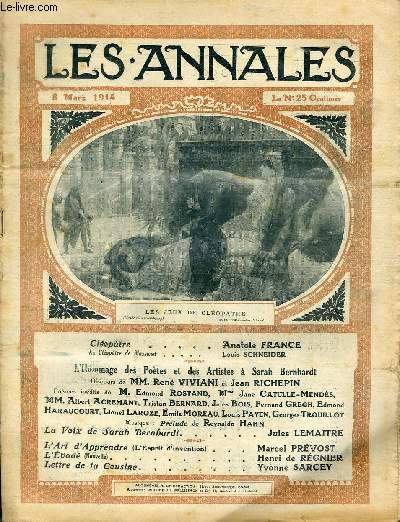 LES ANNALES POLITIQUES ET LITTERAIRES N 1602 Les jeux de Clopatre - Muse du Luxembourg (Tableau d'Alexandre Cabane).
