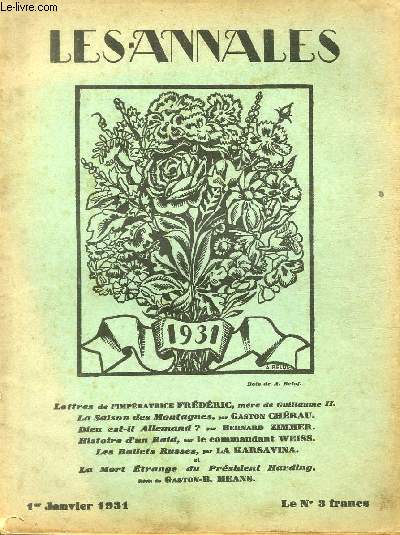 LES ANNALES POLITIQUES ET LITTERAIRES N 2373 Bois de A. Belof.