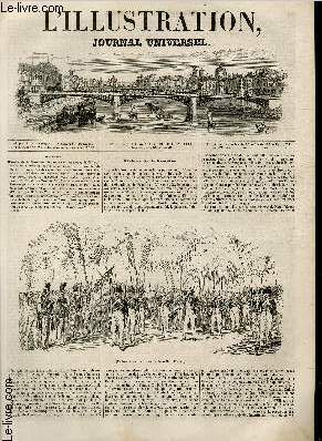 L'ILLUSTRATION JOURNAL UNIVERSEL N 73 - Histoire de la Semaine. Embarquement du prince de Joinville  Toulon, d'aprs un dessin de M. Letuaire. - fourrier de Paris. - Exposition des produits de l'Industrie. (Me et dernier article.) Objets divers. Onze...