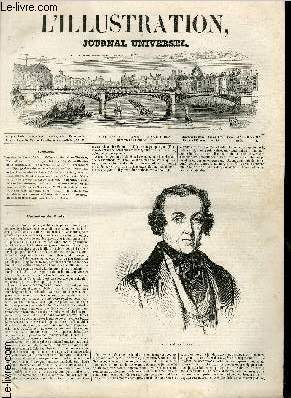 L'ILLUSTRATION JOURNAL UNIVERSEL N 111 - Courrier de Paris. Portrait d'Alexandre Soumet. - Thtres.Thtre-Franais. Premire reprsentation de Virginie. - Histoire de la Semaine. Salle de spectacle des Tuileries. - Recherches sur l'ponge d'eau ...