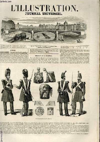 L'ILLUSTRATION JOURNAL UNIVERSEL N 161 - Histoire de la semaine. Nouvel uniforme de la garde nationale. - Chronique musicale. - Chemin de fer de Paris  Bordeaux.Premire section, de Paris  Tours. Dessins de MM. Pharamond Blanchard et Dauzats......