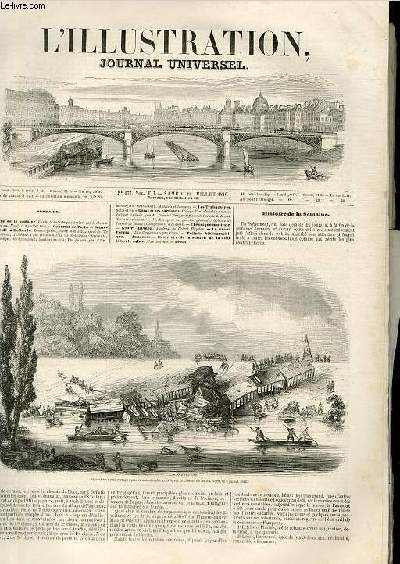 L'ILLUSTRATION JOURNAL UNIVERSEL N 177 - Histoire de la semaine. Vue de la catastrophe arrive sur le chemin e fer du Nord, le 8 juillet 1846.- Courrier de Paris. - Souve-ilr de la Hollande. Dessins par M. Henry Monnier. Aspect de Vile chokland; Intrie