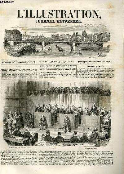 L'ILLUSTRATION JOURNAL UNIVERSEL N 229 - Courrier de Paris. Une Gravure. - Une Socit de secours mutuels. - Histoire de la semaine. Quatre Gravures. - Sumatra. Mours, costumes, paysages, incidents. (Suite et fin.)-Dreux. Arrive du roi  la chapelle ...