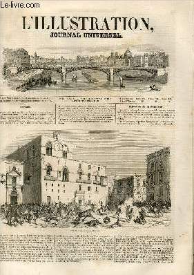 L'ILLUSTRATION JOURNAL UNIVERSEL N 257 - Histolre de la semaine. Place du Palais de Justice de Palerme. - Courrier de Paris. - Chemin de fer d'Avignou  Marseille. Avignon en amont; calvaire d'Avignon ; Avignon en aval du pont Saint-Benezer; viaduc ....