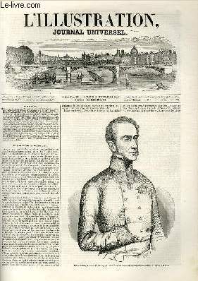 L'ILLUSTRATION JOURNAL UNIVERSEL N 298-Histoire de la semaine. Portrait du prince Windischgrelz, lieutenant-feld-marchal imprial et commandant en chef de la Bohme. Le droit au travail, lettre  M. Flix Pyat, par M. Alexandre Dufi-Courrier de Ta.....