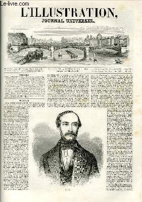 L'ILLUSTRATION JOURNAL UNIVERSEL N 334-Mazzini. - Histoire de la semaine. - Exposition des produits de l'Agriculture et de l'Industrie. - Comiques figures du pav de Paris ; Lamiral, auteur dramatique et sonneur de cloches, par M. Champfleury. - ........