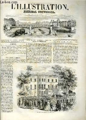 L'ILLUSTRATION JOURNAL UNIVERSEL N 385-Histoire de la semaine. - Histoire de la presse en Angleterre. - Courrier de Paris. - Acadmie des Sciences. - Voyage en Abyssinie, par MM. Ferret et Galinier. - La vie des eaux. - Paris  table. - Visite aux ......