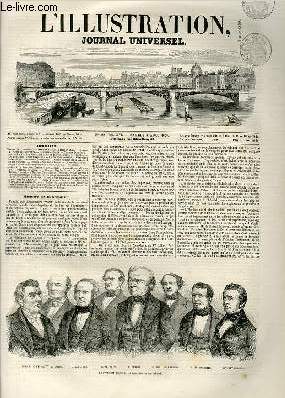 L'ILLUSTRATION JOURNAL UNIVERSEL N 388-Histoire de la semaine. - Ascension de MM. Barrai et Bixio. - Voyage  travers les Journaux. - Courrier de Paris. - Courses dans les Al-Ees. - La Vie des Eaux, les bains de mer, Boulogne (1re partie). ....