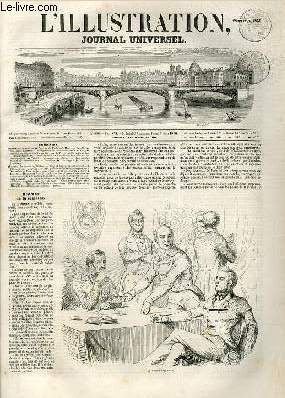 L'ILLUSTRATION JOURNAL UNIVERSEL N 396-Histoire de la semaine. - Courrier de Paris. - L'Heureuse Famille. - Chronique musicale. - Inauguration du monument ddi au Congrs national de Belgique. - La vie des eaux, le Trport et Eu (suite et fin). - ......