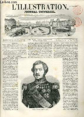 L'ILLUSTRATION JOURNAL UNIVERSEL N 401- Histoire de la semaine. - Voyage  travers les journaux. - Courrier de Paris. - Membres de la famille et du gouvernement de l'empereur d'Hati. - Lettres sur la France, Amboise et Abd-el-Kader. - Le Rhin, 3e ......