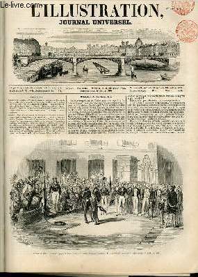 L'ILLUSTRATION JOURNAL UNIVERSEL N 448-Histoire de la semaine. - Voyage  travers les journaux. - Courrier de Paris. - Chronique musicale. - Les routes de l'Inde. - Exposition universelle des beaux-arts  Bruxelles, 2e article. - Une exposition des.....