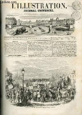 L'ILLUSTRATION JOURNAL UNIVERSEL N 490-Histoire de'la semaine. - Inauguration du chemin de fer de Strasbourg.-Statistique des chemins de fer en France. - Courrier de Paris. - David (d'Angers  Athnes. - Nouveaux costumes de ville de la magist.....