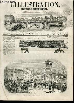 L'ILLUSTRATION JOURNAL UNIVERSEL N 502-Histoire de la semaine. - Courrier de Paris. - Chronique musicale.- Exposition agricole  Valenciennes. -Voyage du Prsident de la Rpublique, troisime semaine. - Voyage  Meaux. - Une poudrerie. - Inauguration....