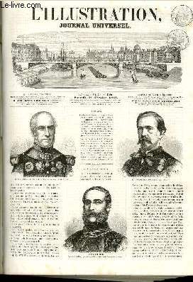 L'ILLUSTRATION JOURNAL UNIVERSEL N 1096-Le vice-amiral Penaud. - Le gnral Scho-delin. - Revue politique de la semaine.-Courrier de Paris. - Correspondance du Mexique.- Causerie dramatique. - Un bal  Varsovie. - Inauguration du mle de Huacho.....