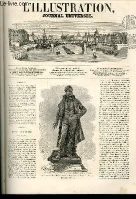 L'ILLUSTRATION JOURNAL UNIVERSEL N 1176-Texte : Revue politique de la semaine : Ftes de Portsmouth. - Inauguration de la statue d'Arago,  Estagel. - Inauguration de la statue de Ri-chard-Lenoir. - Courrier de Paris. - Le colonel Pinet-Laprade, ......