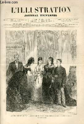 L'ILLUSTRATION JOURNAL UNIVERSEL N 1664-Texte : Histoire de la semaine. - Courrier de Paris, par M. Philibert Audebrand - Hiyotoko, nouvelle japonaise, par M. Peyrcmal (suite). - Nos gravures : La proclamation de . don Alphonse; - Inauguration du nouvel