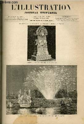 L'ILLUSTRATION JOURNAL UNIVERSEL N 1850 - Courrier de Paris - Une excursion dans l'ile de Chypre - Nos gravures : inauguration du monument Paul-Louis Courier; l'exposition universelle : le palais algrien, marchand trurc et sa fille dans la rue des ....