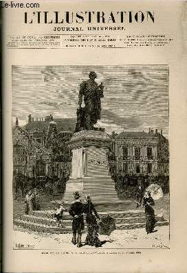 L'ILLUSTRATION JOURNAL UNIVERSEL N 1966 - GRAVURES : inauguration de la statue de David D'angers - l'excution des dcrets du 29 mars - le paquebot  vapeur de Honfleur sortant du Havre par un gros temps - 