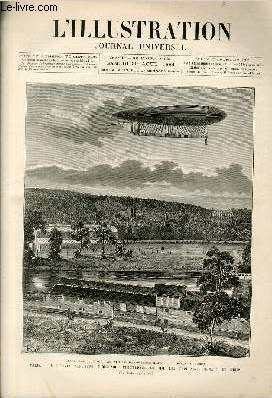 L'ILLUSTRATION JOURNAL UNIVERSEL N 2166-Gravures : Paris : le nouvel arostat dirigeable lectrique de MM. les capitaines Renard et Krebs - la chasse  l'ours en Russie - la production et le commerce de l'opium : un bateau d'opium  Sang-Ha - M. de ....