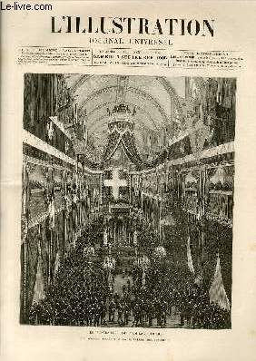 L'ILLUSTRATION JOURNAL UNIVERSEL N 2219-Gravures : les funrailles de l'Amiral Courbet : le service funbre  la chapelle des Invalides; la sortie de la chapelle aux Invalides - le dbarquement du cercueill de l'Amiral Courbet  Hyres - l'exposition ...