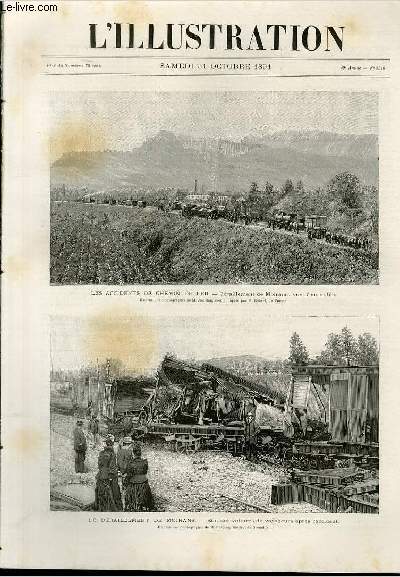 L'ILLUSTRATION JOURNAL UNIVERSEL N 2540 - Gravures: les accidents de chemin de fer, draillement de Moirans: vue d'ensemble par E.Tilly - le jour des morts en Bretagne, le 