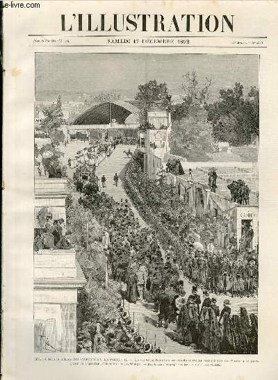 L'ILLUSTRATION JOURNAL UNIVERSEL N 2599 - Gravures: les funrailles du cardinal Lavigerie, le cortege funebre se rendant de la Cathedrale de Tunis  la gare pour le transfert du corps  Carthage par Bellenger - la navigation d'hiver les mers du nord..