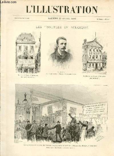 L'ILLUSTRATION JOURNAL UNIVERSEL N 2617 - Gravures: les troubles en Belgique, les grevistes acclamant M.Volders dans la salle de caf de la Maison du Peuple,  Bruxelles par E.Tilly et Alleins - les noces d'argent du roi et de la reine d'Italie...