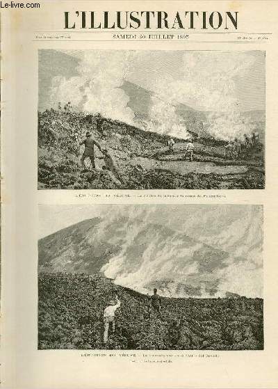 L'ILLUSTRATION JOURNAL UNIVERSEL N 2734 - Gravures: l'ruption du Vsuve, la coule de lave sur la route du Funiculaire par E.Tilly - les volcans italiens, la Solfatare par Amato - l'insurrection de Cuba, un combat dans les palmiers par Bellenger..