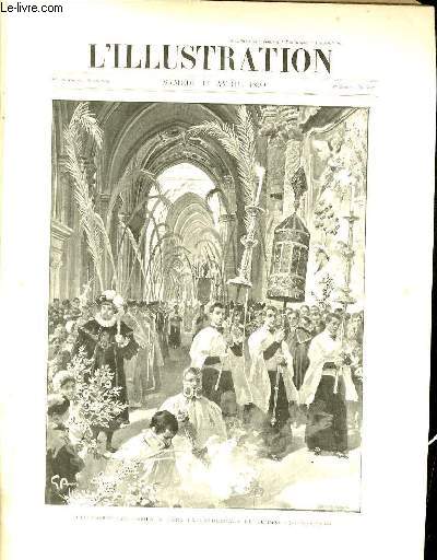 L'ILLUSTRATION JOURNAL UNIVERSEL N 2927 - Gravures: procession des rameaux dans la cathedrale de Burgos par Amato - les fetes de Paques  Addis-Abeda par L.Sabattier / Articles: peinture d'histoire par Adolphe Yvon - le prolongement de la ligne d'Orlans