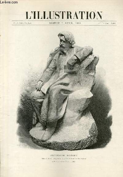 L'ILLUSTRATION JOURNAL UNIVERSEL N 2980 - Gravures: Alphonse Daudet, statue de M.Falguiere, pour le monument de Nimes photo Barrier par H.Thiriat - Emile Adan, prs de l'etang - J.Rouffet, l'pope (le soir d'Austerlitz) - T.Lessi, rpetition de grand..