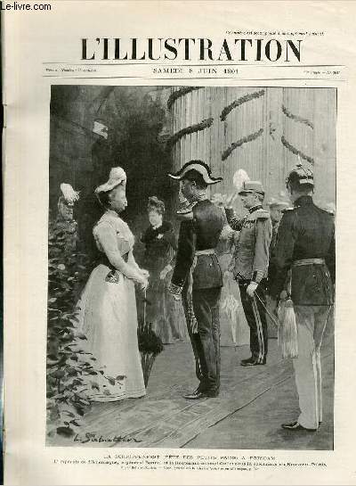 L'ILLUSTRATION JOURNAL UNIVERSEL N 3041 - Gravures: la schrippenfest (fete des petits pains)  Postdam, l'impratrice d'Allemagne, le gnral Bonnal et le lieutenant-colonel Gallet sous la colonade du Nouveau-Palais par L.Sabattier - la course...