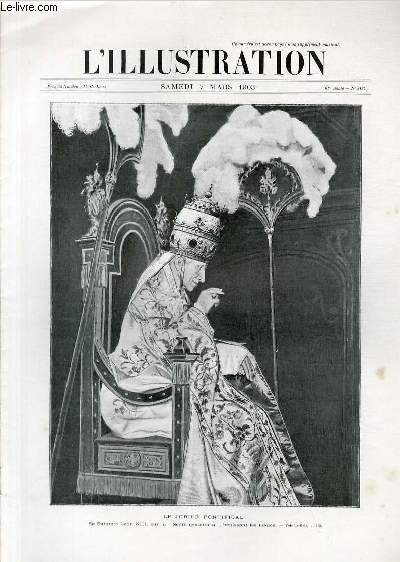 L'ILLUSTRATION JOURNAL UNIVERSEL N 3132 - Gravures: le jubil pontifical, Sa Saintet Lon XIII, sur la 
