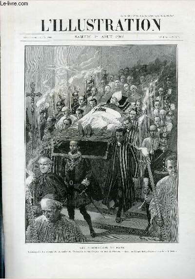 L'ILLUSTRATION JOURNAL UNIVERSEL N 3153 - Gravures: les funrailles du pape, transport du corps de la salle du Trone  la basilique de Saint-Pierre par Scott - les funrailles du pape Lon XIII, la mise au tombeau provisoire  Saint-Pierre par Amato...