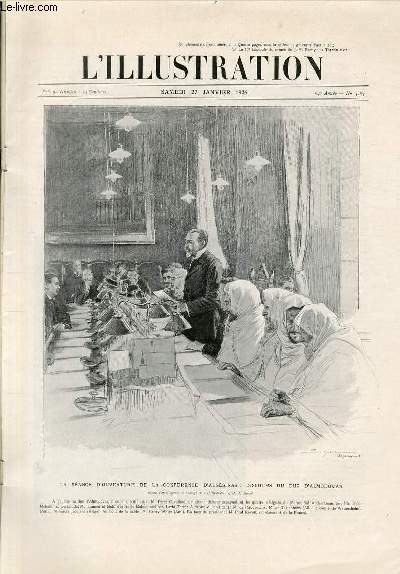 L'ILLUSTRATION JOURNAL UNIVERSEL N 3283 - Gravures: la sance d'ouverture de la confrence d'Algsiras: discours du duc d'Almodovar par Simont - M.Maurice Barrs d'aprs un tableau de M.Jacques Blanche - aux Indes anglaises, rception du prince..